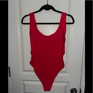 Aerie low cut red one piece bathing suit